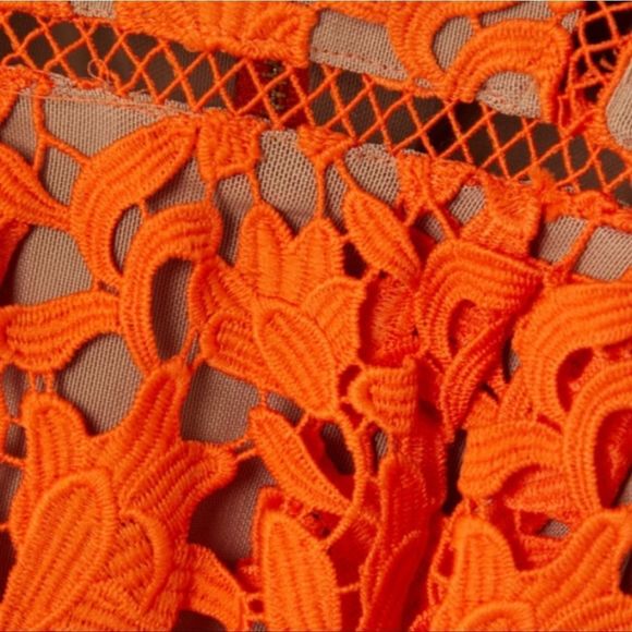 SELF-PORTRAIT Flared Macram'e and Ladder-Lace mini dress Size 12UK - Picture 4 of 7